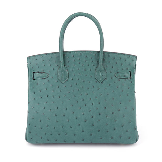 2025 New A Grade Ostrich Leather Platinum Handbag Stitched Wax Thread Women Bag