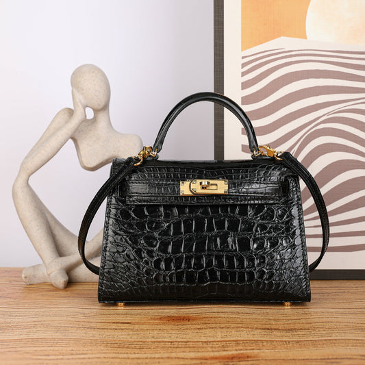 19cm Kelly II Siamese Crocodile Belly Women's Handbag