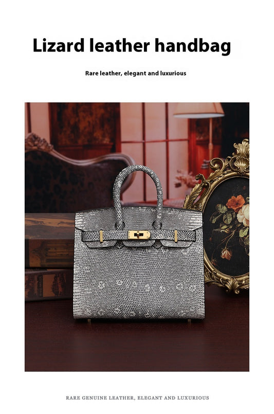 2025 Handmade Lizard Skin Women's Leather Tote Bag Platinum Classic Bag Large Capacity Shoulder Bag Crossbody Bag